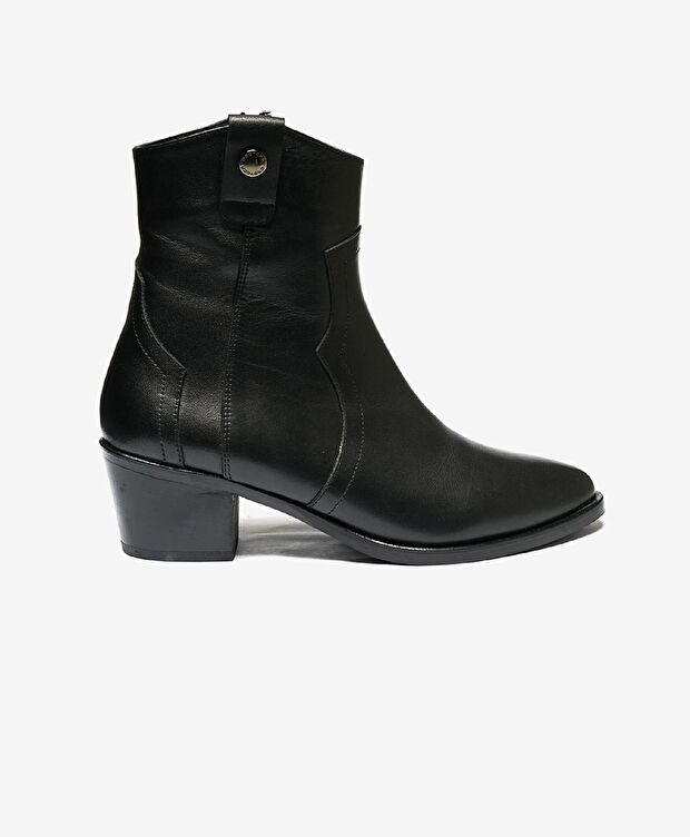 Kadın Siyah Hakiki Deri Topuklu Bot - 1