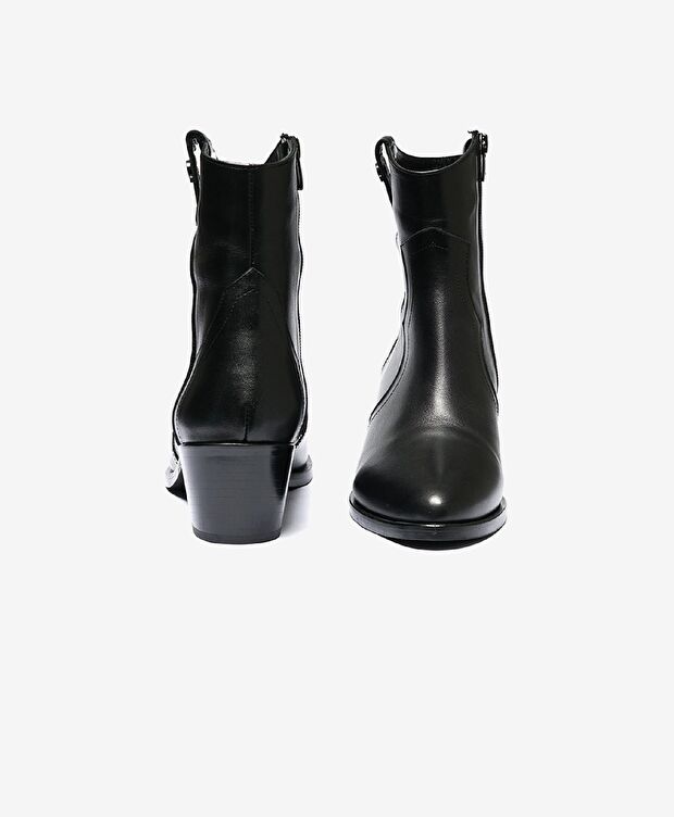 Kadın Siyah Hakiki Deri Topuklu Bot - 6