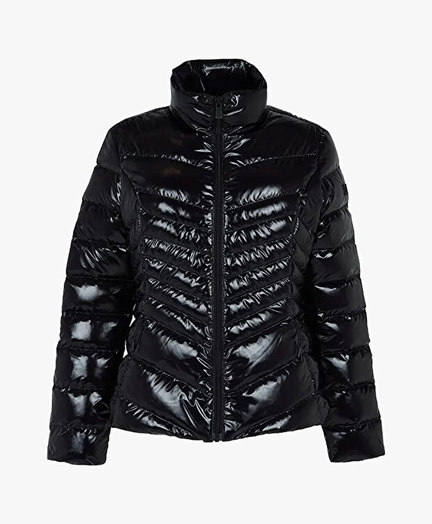 Kadın Parlak Siyah Suya Dayanıklı Kaz Tüyü Mont - 1