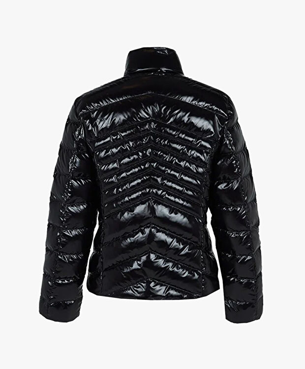 Kadın Parlak Siyah Suya Dayanıklı Kaz Tüyü Mont - 3