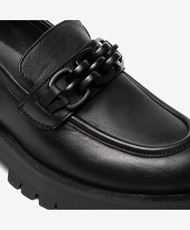 Kadın Siyah Hakiki Deri Eva Taban Loafer Ayakkabı - 5