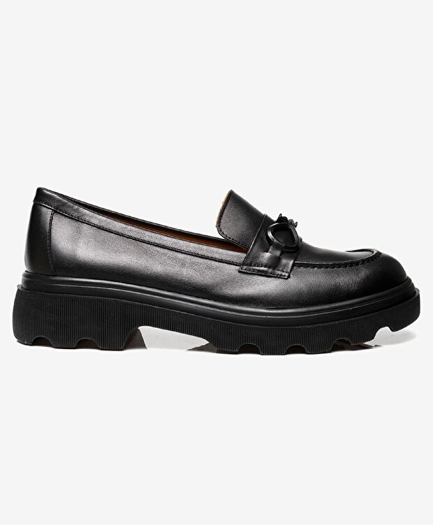 Kadın Siyah Hakiki Deri Loafer Ayakkabı - 1