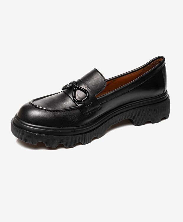 Kadın Siyah Hakiki Deri Loafer Ayakkabı - 2