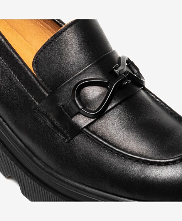 Kadın Siyah Hakiki Deri Loafer Ayakkabı - 4