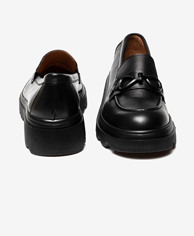 Kadın Siyah Hakiki Deri Loafer Ayakkabı - 6