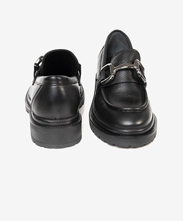 Kadın Siyah Hakiki Deri Termo Taban Loafer Ayakkabı - 6