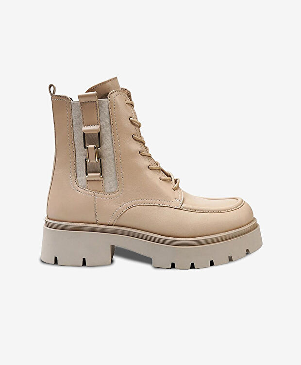 Kadın Koyu Bej Hakiki Deri Casual Bot - 1