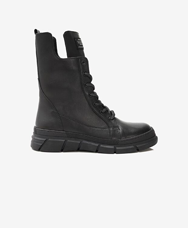 Kadın Siyah Hakiki Deri Sneaker Bot - 1