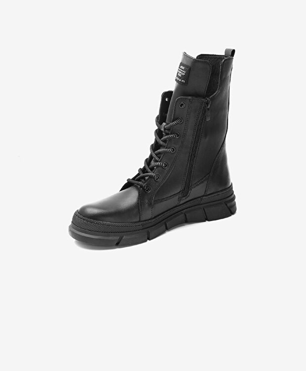 Kadın Siyah Hakiki Deri Sneaker Bot - 2