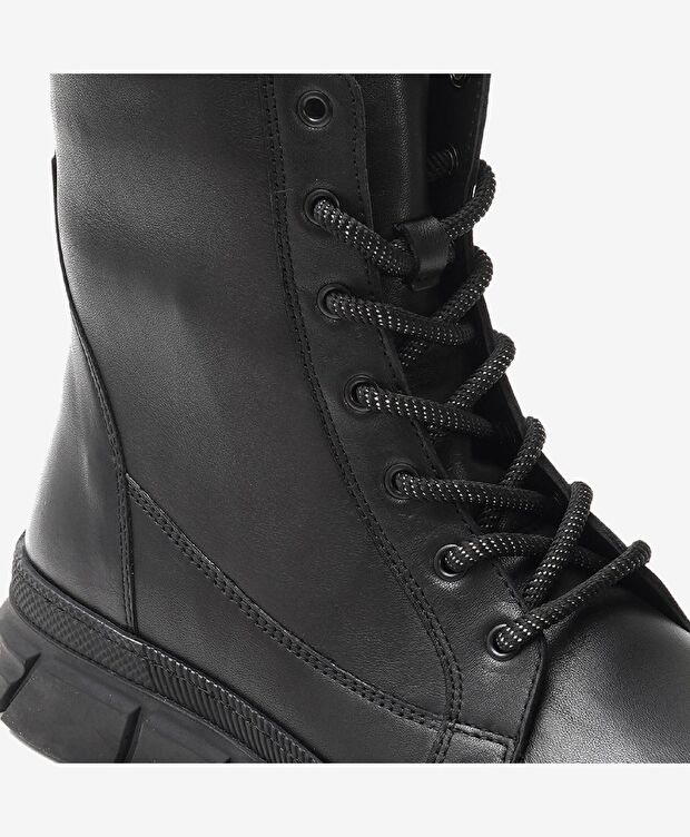 Kadın Siyah Hakiki Deri Sneaker Bot - 4