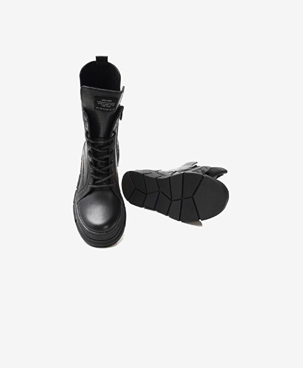 Kadın Siyah Hakiki Deri Sneaker Bot - 5