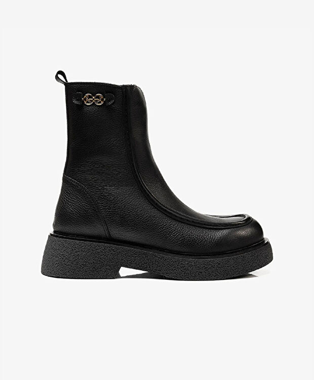 Kadın Siyah Hakiki Deri Memory Foam Taban Casual Bot - 1