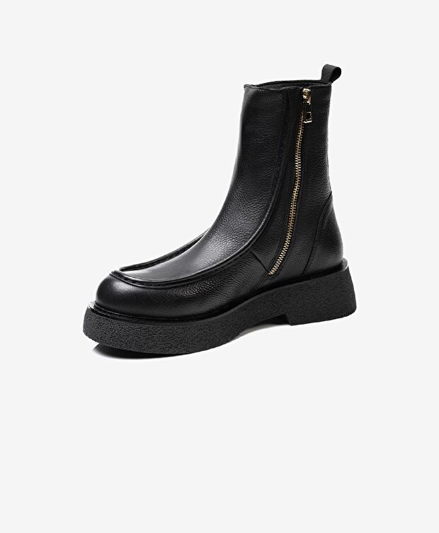 Kadın Siyah Hakiki Deri Memory Foam Taban Casual Bot - 2