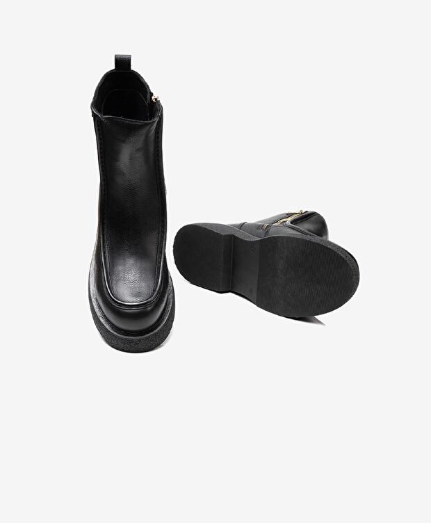 Kadın Siyah Hakiki Deri Memory Foam Taban Casual Bot - 5