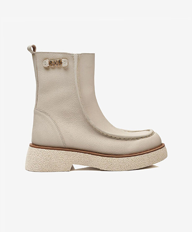 Kadın Ekru Hakiki Deri Casual Bot - 1