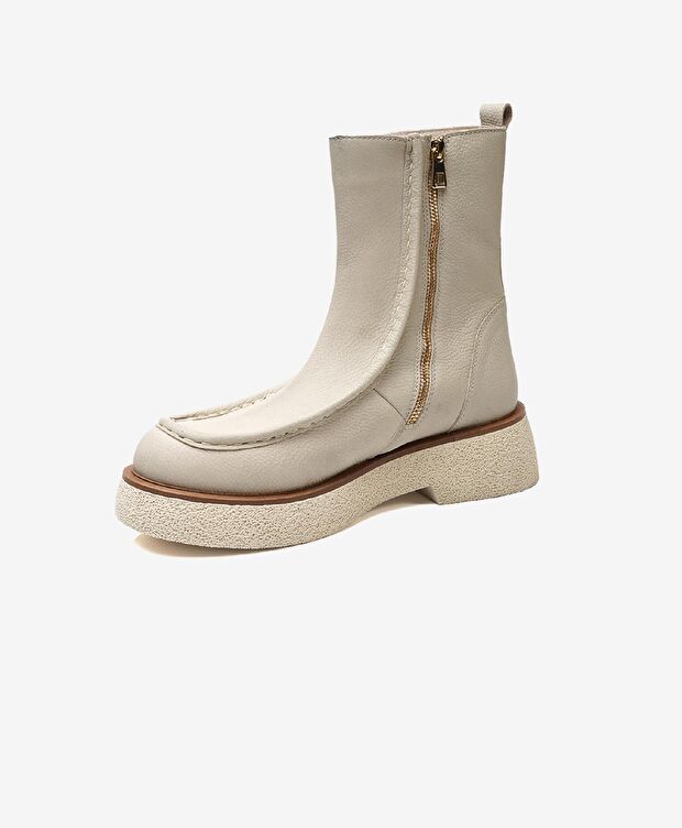 Kadın Ekru Hakiki Deri Casual Bot - 3