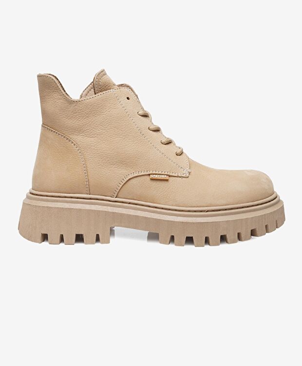 Kadın Koyu Bej Hakiki Deri Casual Bot - 1