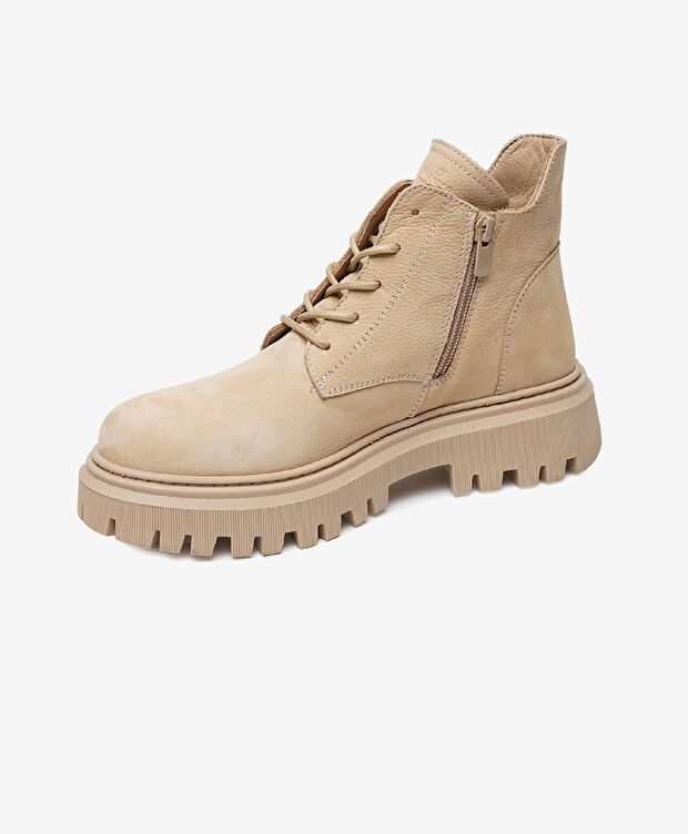 Kadın Koyu Bej Hakiki Deri Casual Bot - 2