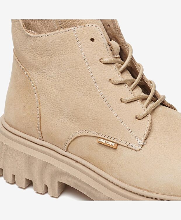 Kadın Koyu Bej Hakiki Deri Casual Bot - 4