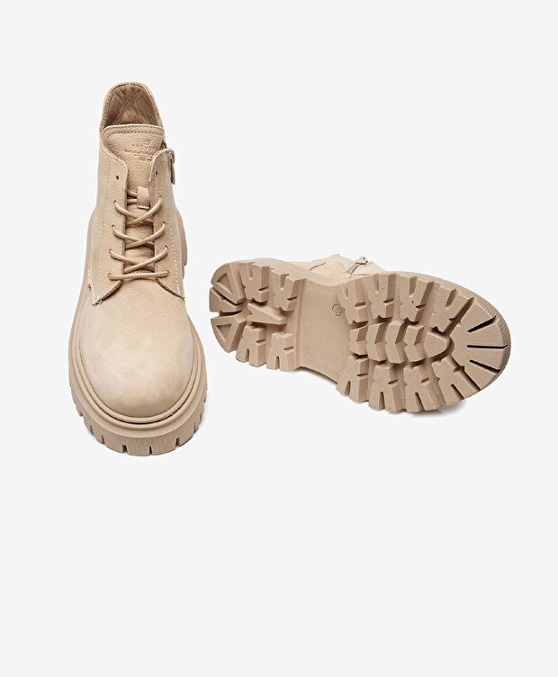 Kadın Koyu Bej Hakiki Deri Casual Bot - 5