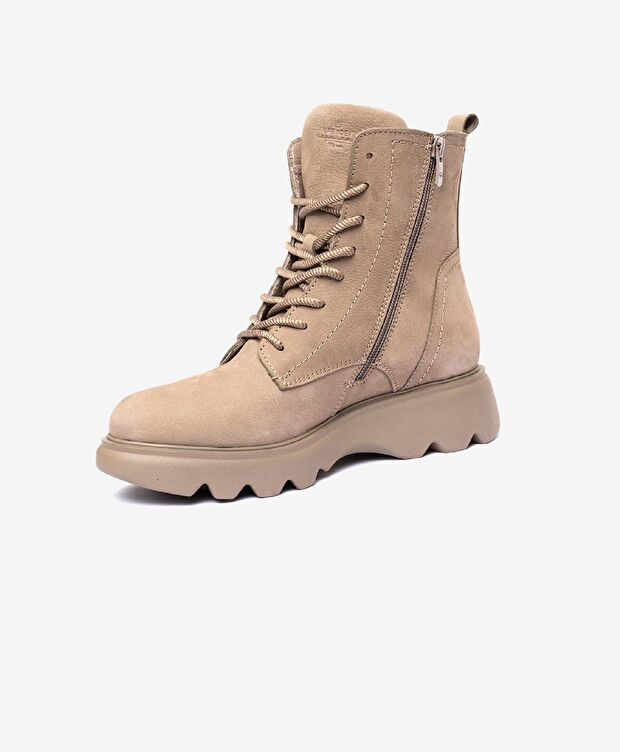 Kadın Koyu Vizon Hakiki Deri Military Bot - 2