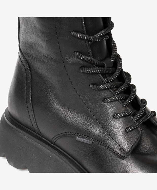 Kadın Siyah Hakiki Deri Military Bot - 4