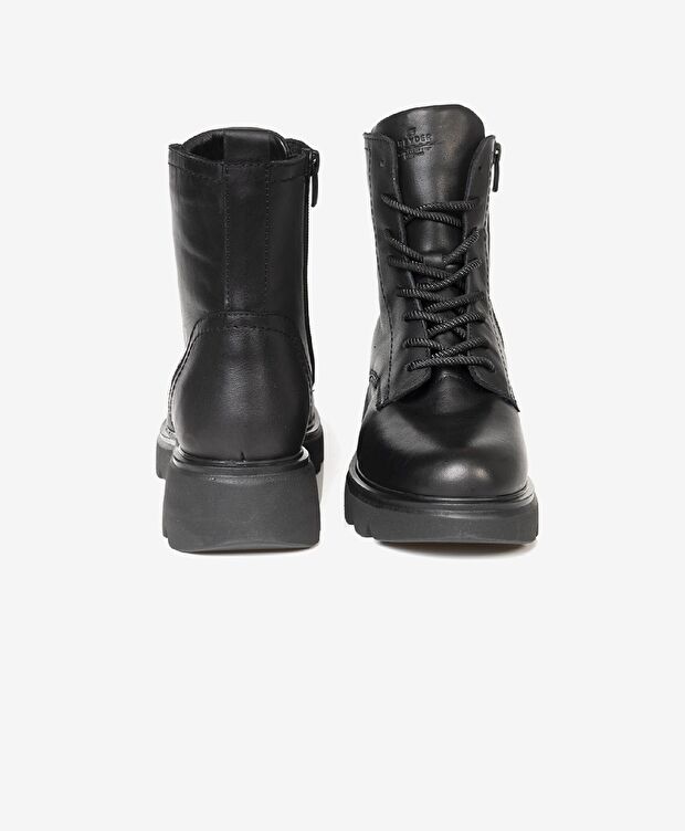 Kadın Siyah Hakiki Deri Military Bot - 6