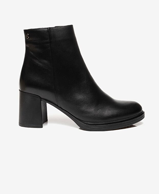 Kadın Siyah Hakiki Deri Topuklu Bot - 1