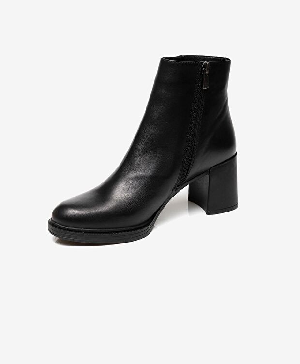 Kadın Siyah Hakiki Deri Topuklu Bot - 3