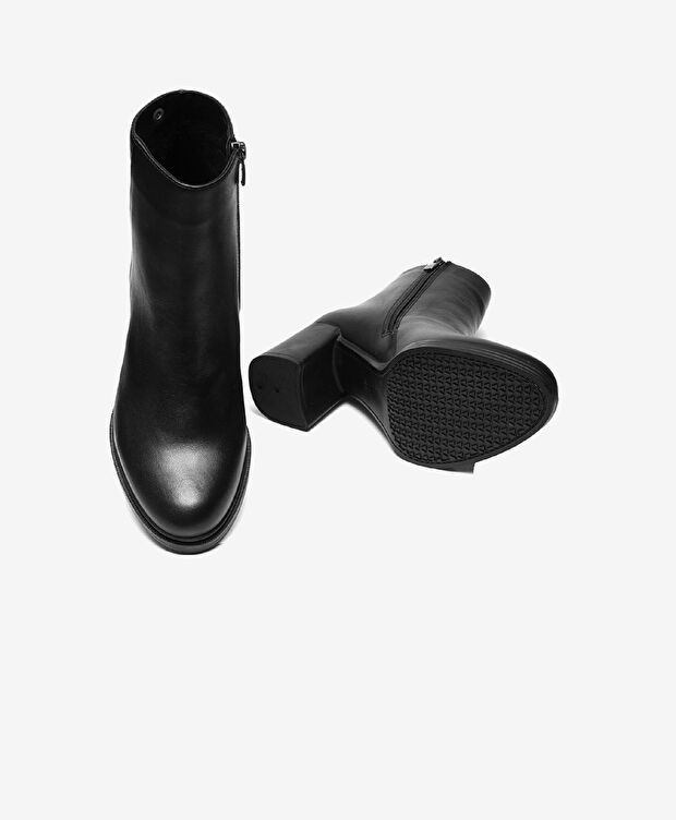 Kadın Siyah Hakiki Deri Topuklu Bot - 5