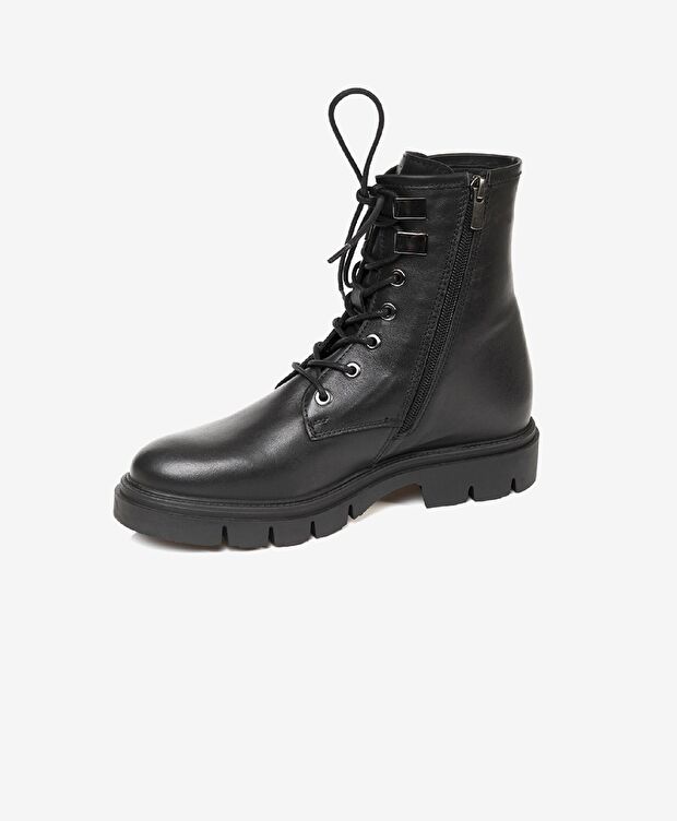 Kadın Siyah Hakiki Deri Termo Light Taban Military Bot - 3