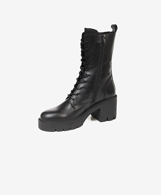 Kadın Siyah Hakiki Deri Termo Light Taban Military Bot - 2