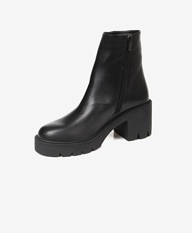 Kadın Siyah Hakiki Deri Topuklu Bot - 2