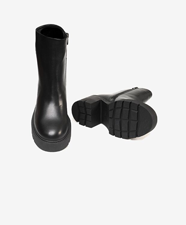 Kadın Siyah Hakiki Deri Topuklu Bot - 3