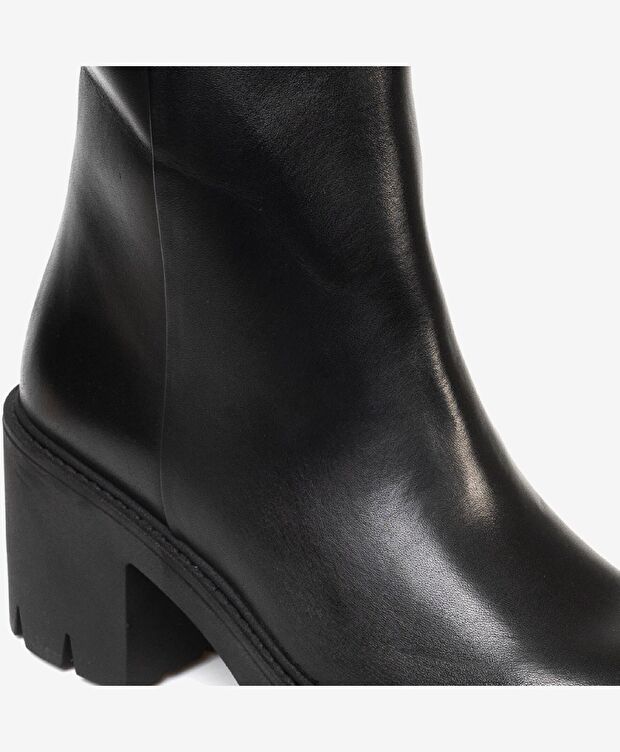 Kadın Siyah Hakiki Deri Topuklu Bot - 5
