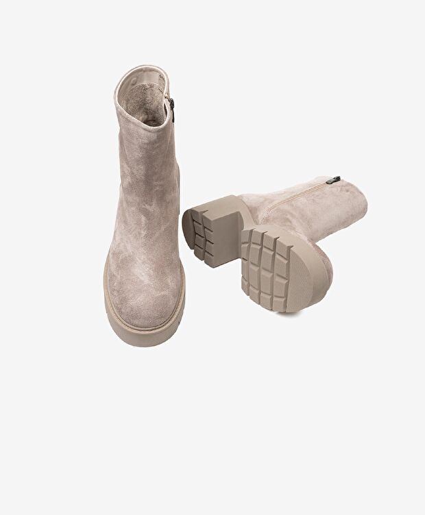 Kadın Vizon Hakiki Deri Termo Light Taban Topuklu Bot - 5