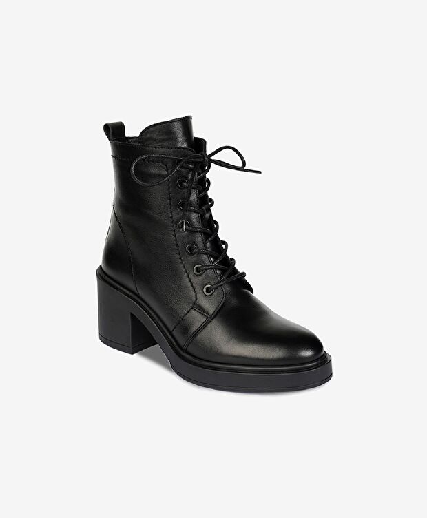 Kadın Siyah Hakiki Deri Termo Taban Topuklu Bot - 2