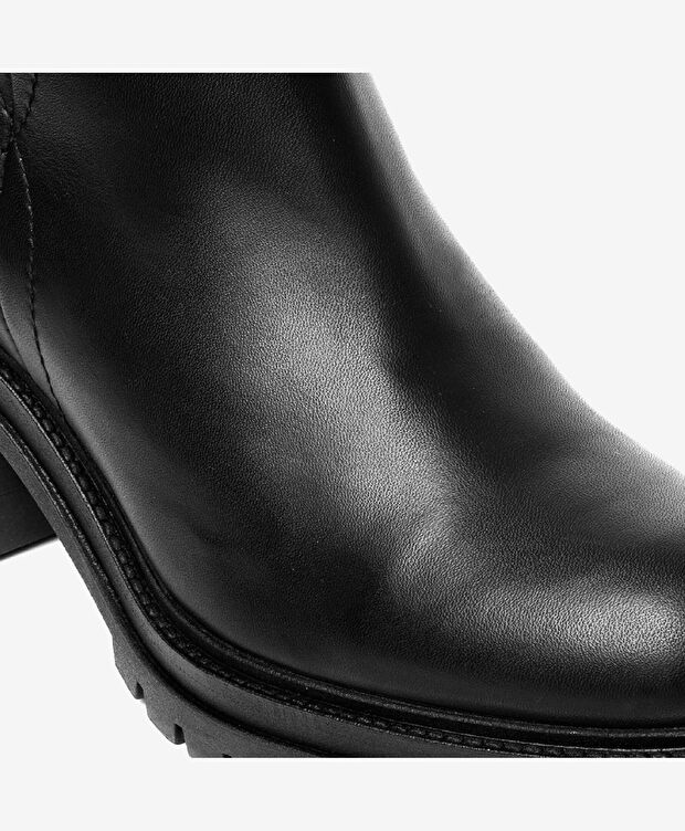 Kadın Siyah Hakiki Deri Termo Light Taban Topuklu Bot - 5