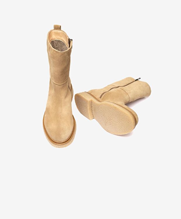 Kadın Sahra Hakiki Deri Topuklu Bot - 5