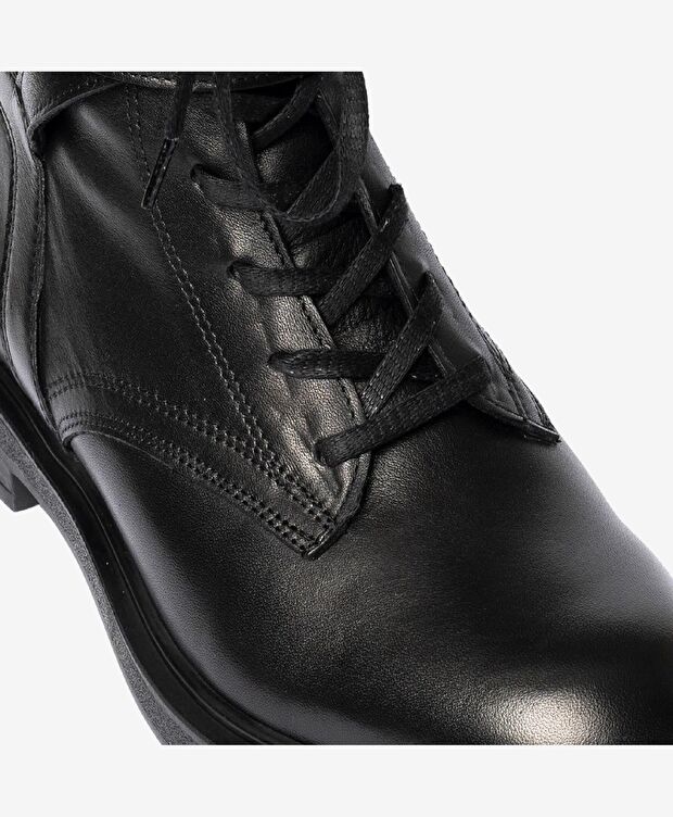 Kadın Siyah Hakiki Deri Military Bot - 4