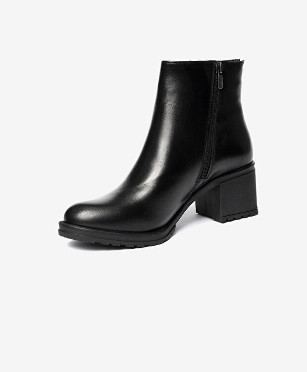 Kadın Siyah Hakiki Deri Topuklu Bot - 2