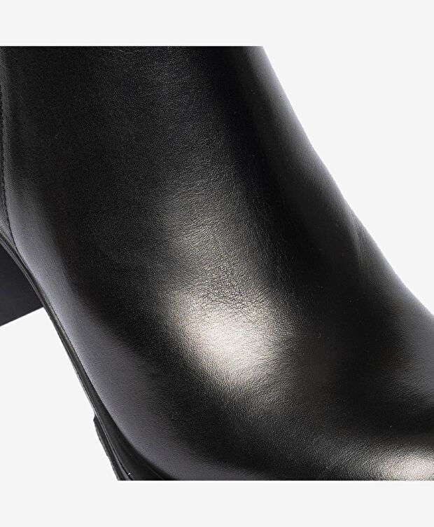 Kadın Siyah Hakiki Deri Topuklu Bot - 4
