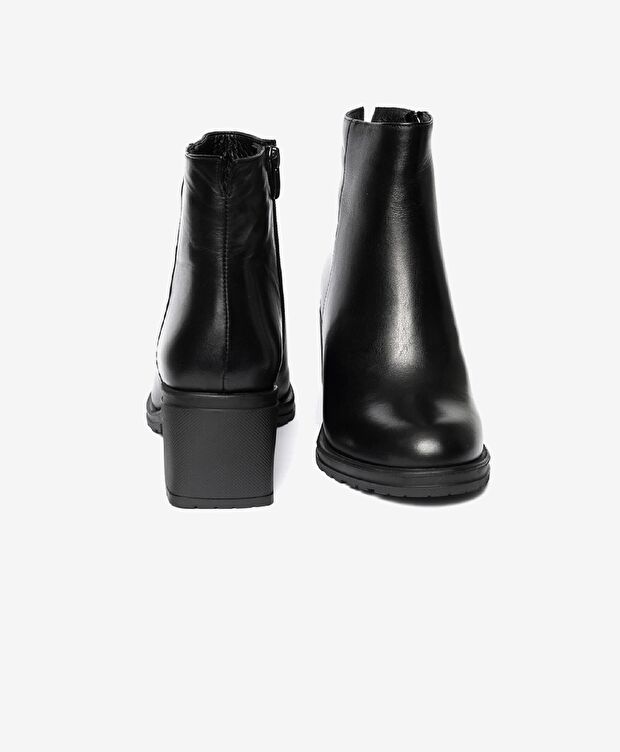 Kadın Siyah Hakiki Deri Topuklu Bot - 6