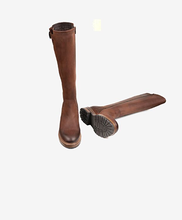 Kadın Kızıl Kahverengi Hakiki Deri Çizme - 6