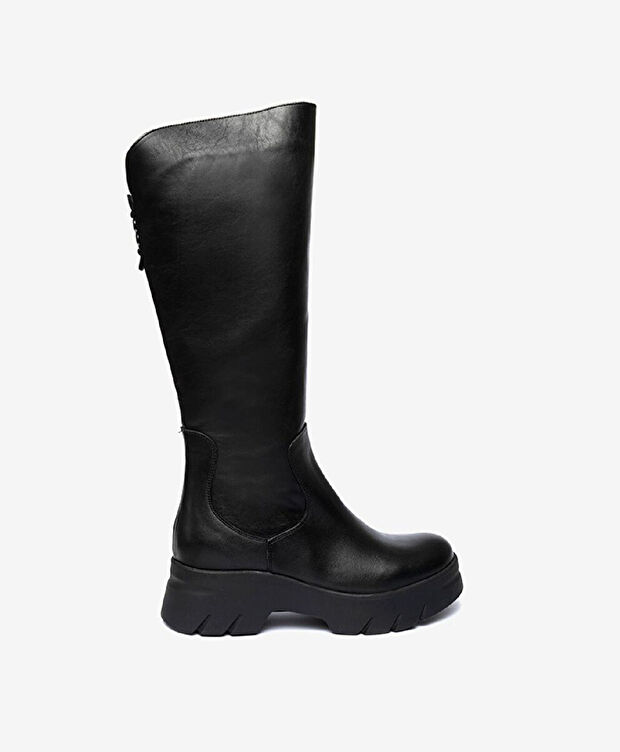 Kadın Siyah Hakiki Deri Termo Taban Çizme - 1