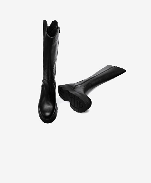 Kadın Siyah Hakiki Deri Termo Taban Çizme - 5