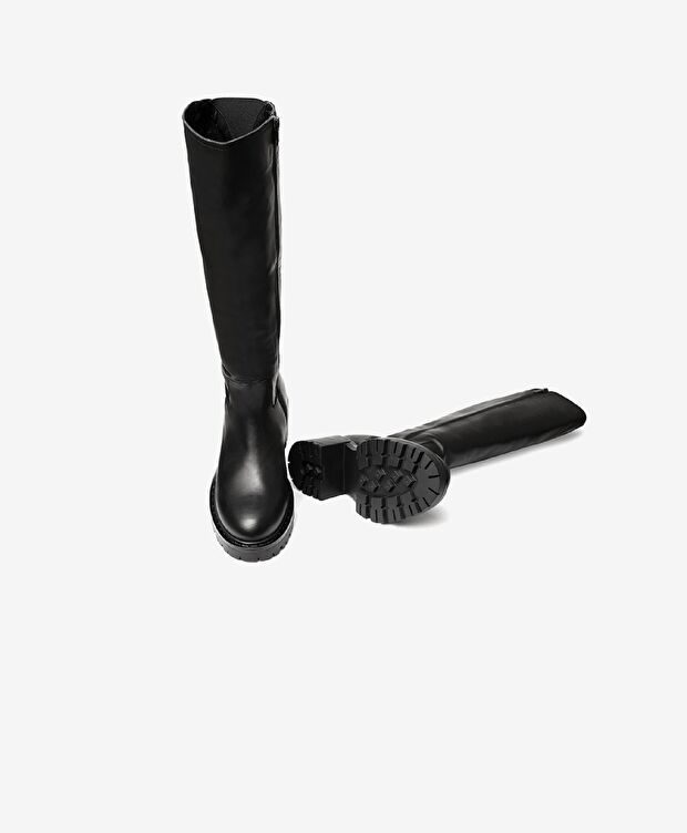 Kadın Siyah Hakiki Deri Termo Taban Çizme - 5