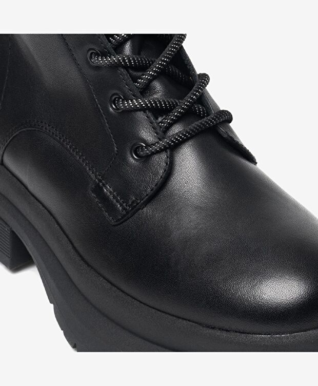 Kadın Siyah Hakiki Deri Military Bot - 4