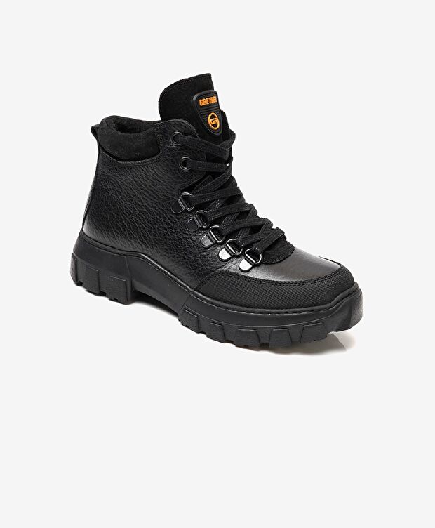 Erkek Çocuk Siyah Hakiki Deri Bot - 1