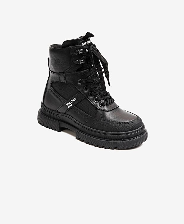 Erkek Çocuk Siyah Hakiki Deri Bot - 1